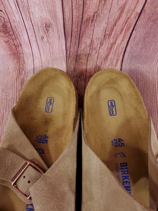 Birkenstock Arizona Mens 12 EU 45 Soft Footbed Suede Taupe Sandals Comfort